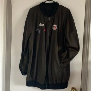 Reversible long bomber jacket.